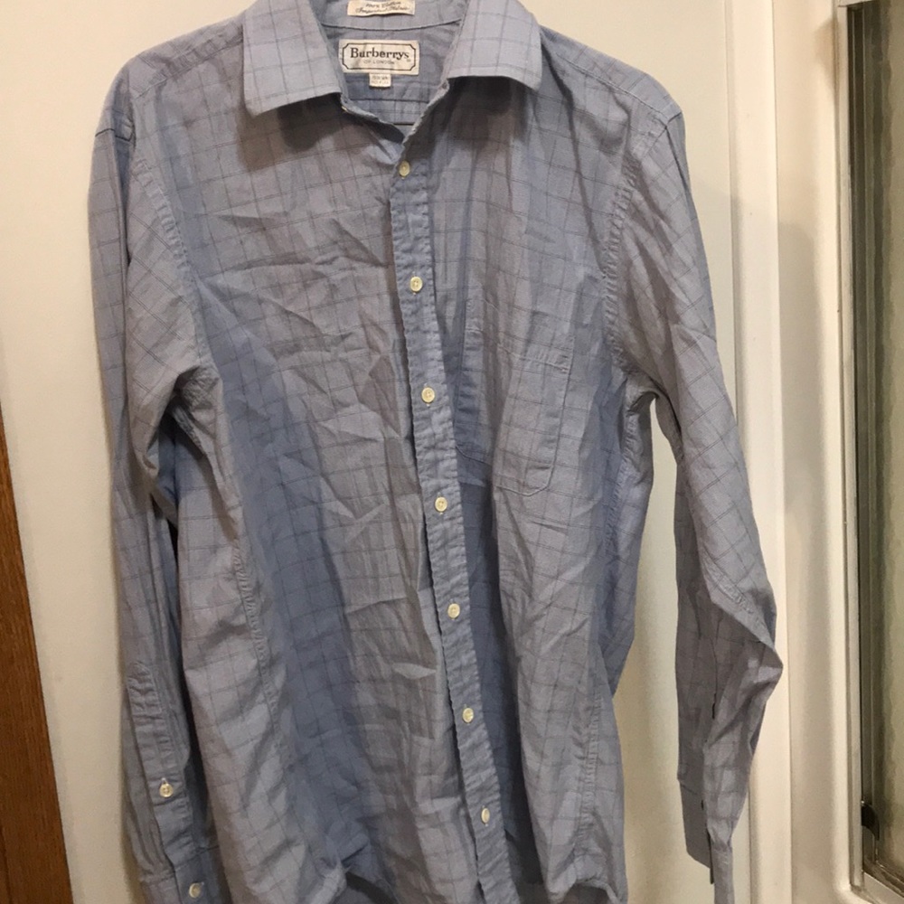 Men’s Burberry blue plaid button down